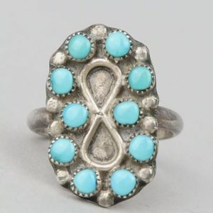 SZ 5.75 NAVAJO ZUNI STERLING SILVER TURQUOISE RING